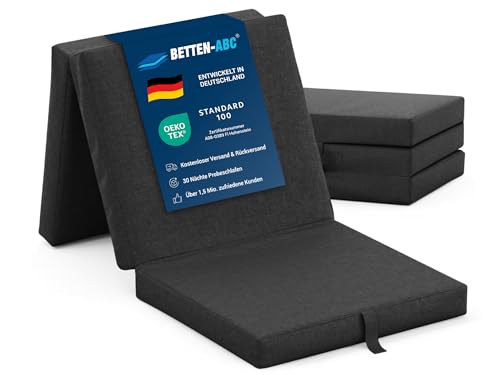 Betten-ABC Faltmatratze, 3-teilige Klappmatratze, Gästematratze, Reisen, Camping, Kinder, Härte: Mittelfest (Farbe: Anthrazit)