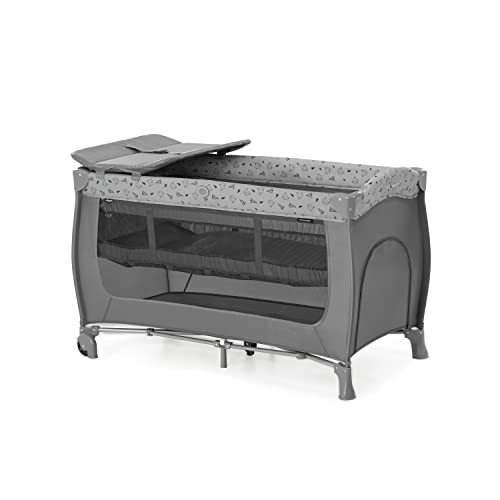 Hauck Reisebett 4 in 1 Sleep N Play Center inkl. Wickelauflage, Neugeborenen-Einhang, Schlupf. Rollen und Transporttasche, ab Geburt bis 15 kg, 120 x 60 cm, Kompakt Zusammenklappbar, Nordic Grau