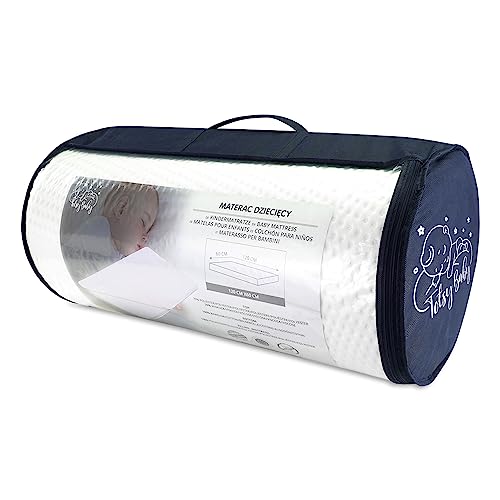 Baby Matratze 60 x 120 cm - Reisebettmatratze rollbar Reisematratze mit Transporttasche für Babybett Faltmatratze klappbare Matratze Schaumstoffmatratze Kindermatratze